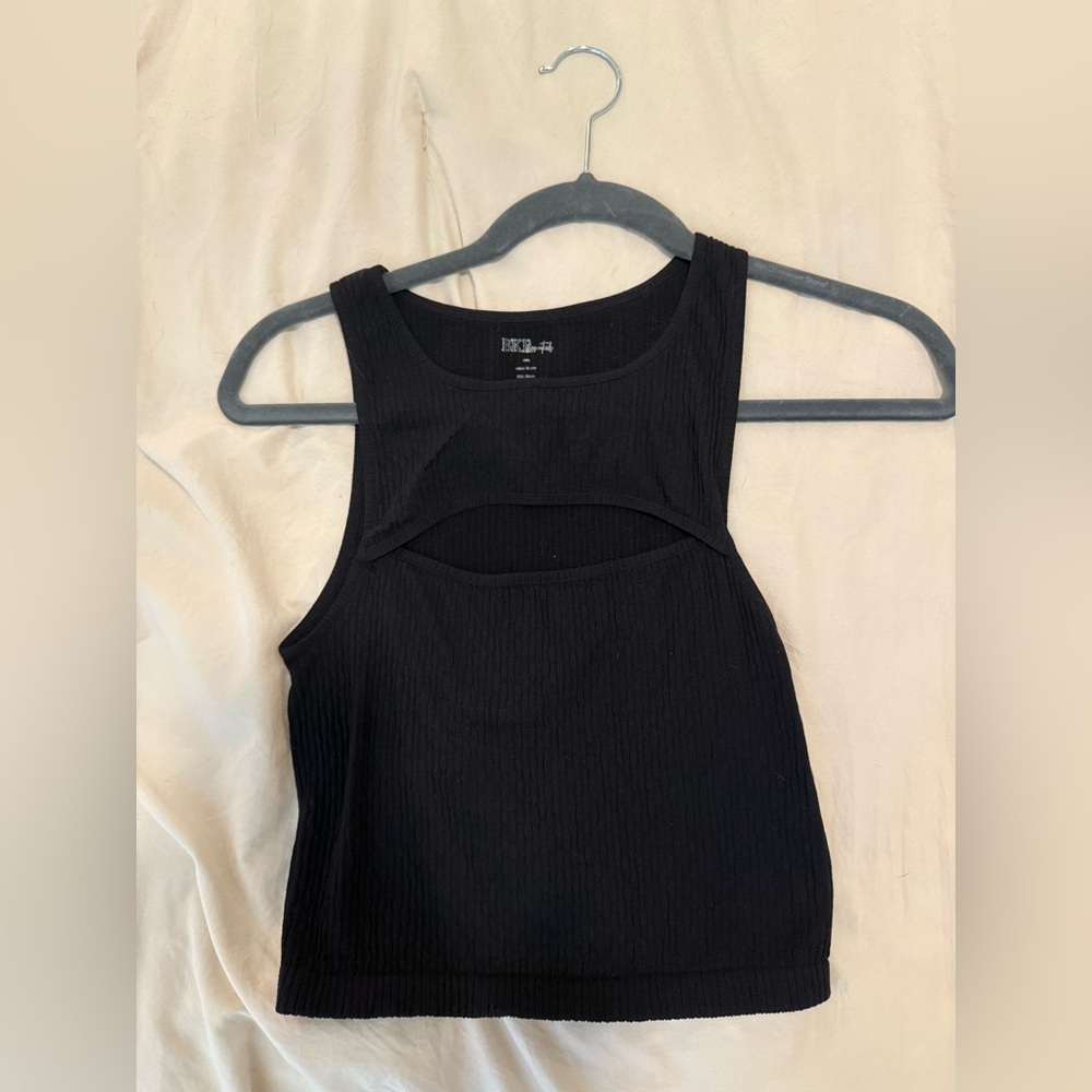 Essentials Black Ribbed Tank Top